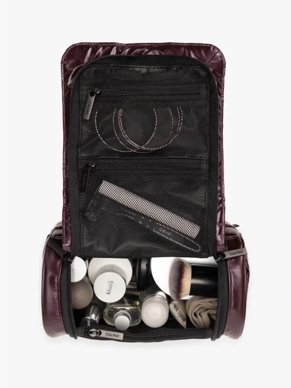 Calpak Luka Puffy Toiletry Cosmetics Quilted Bag in Glazed Dark Cherry NWT
